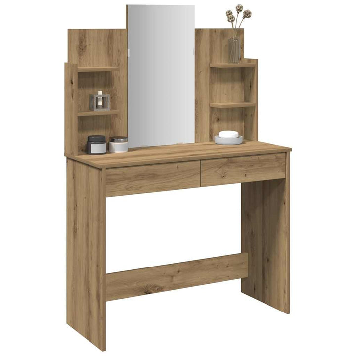 makeupbord med spejl 96x39x142 cm kunsteg