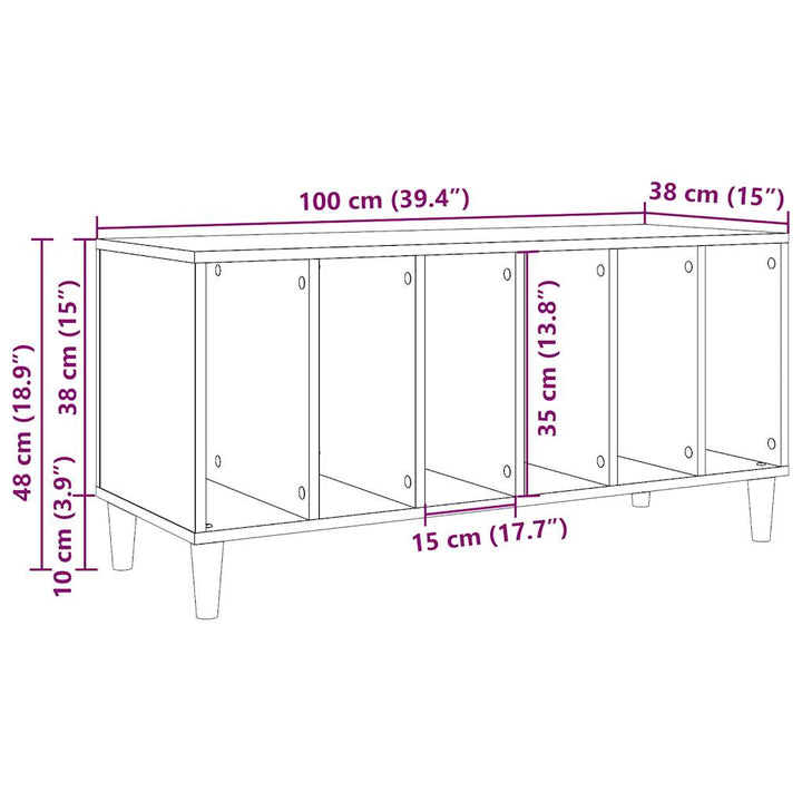 vinylskab 100x38x48 cm konstrueret træ antikt trælook