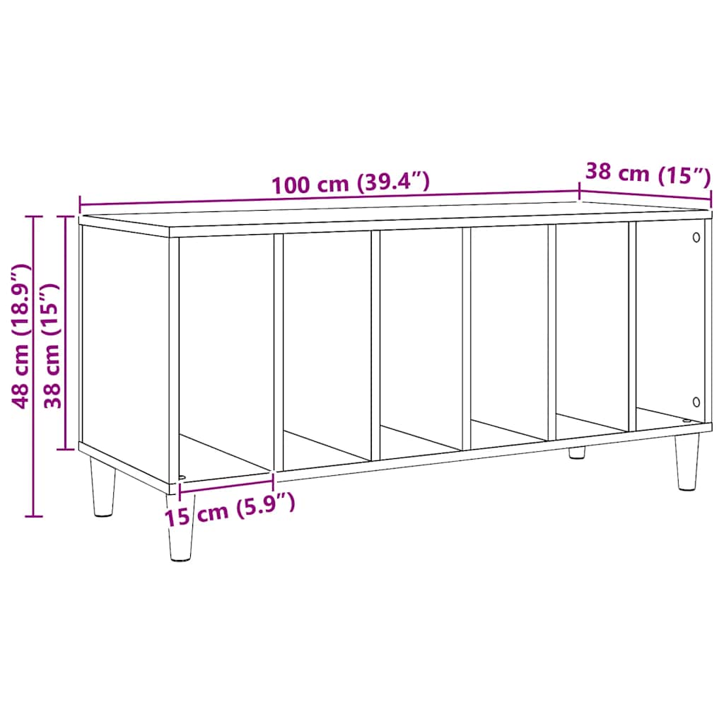 vinylskab 100x38x48 cm konstrueret træ kunsteg
