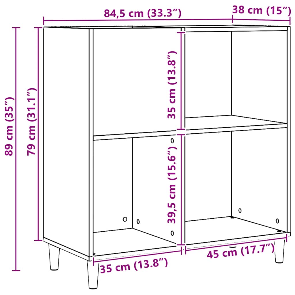 vinylskab 84,5x38x89 cm konstrueret træ kunsteg