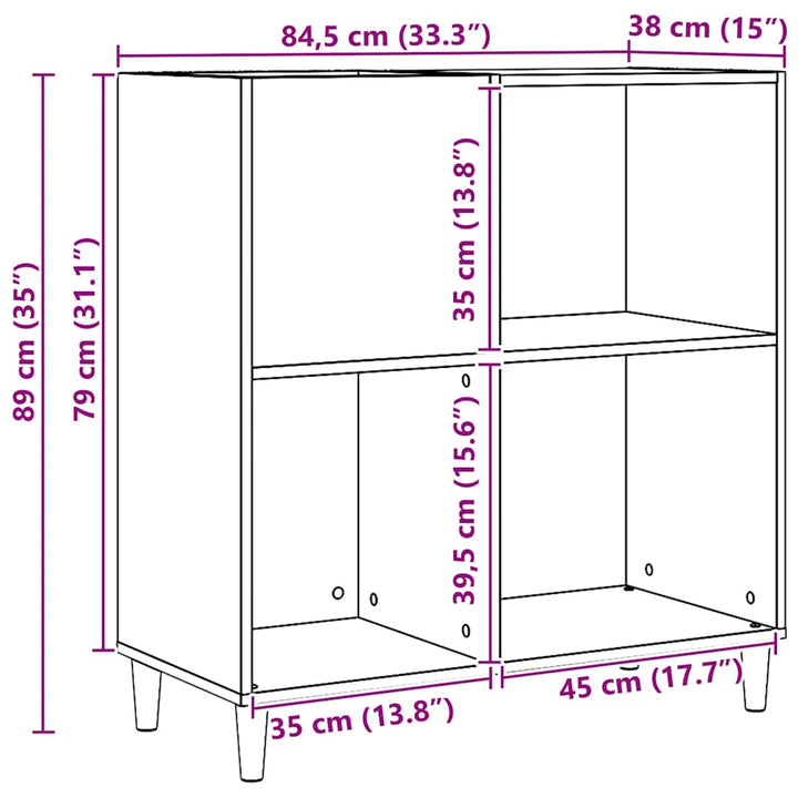 vinylskab 84,5x38x89 cm konstrueret træ kunsteg