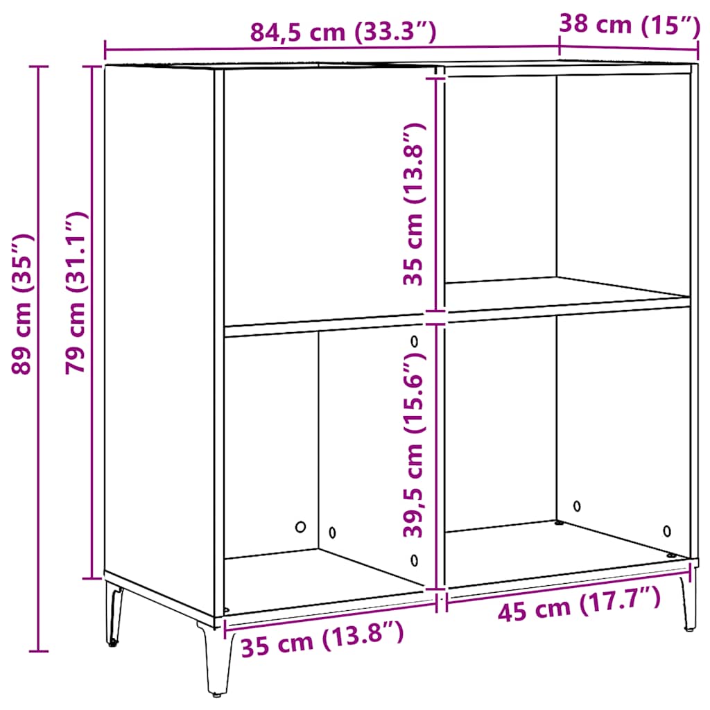 vinylskab 84,5x38x89 cm konstrueret træ kunsteg