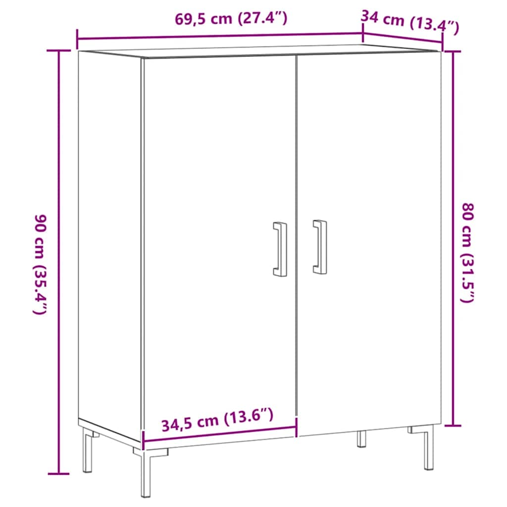 skab 69,5x34x90 cm konstrueret træ kunsteg