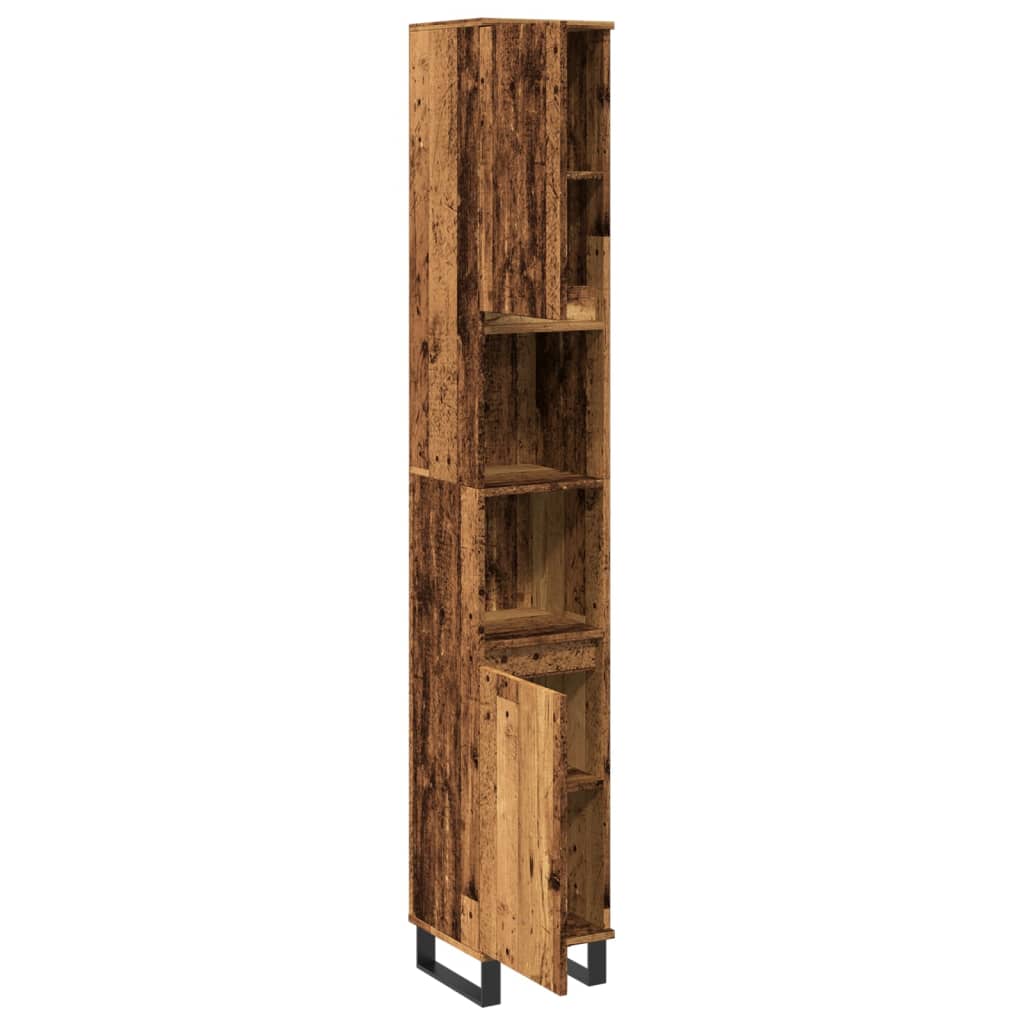 badeværelsesskab 30x30x190 cm konstrueret træ gammelt trælook