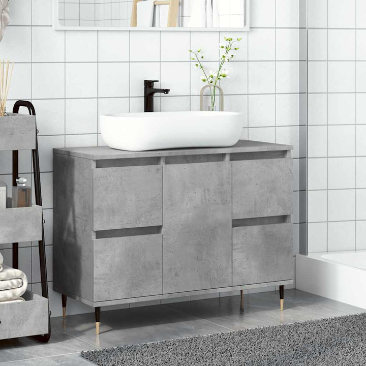 badeværelsesskab 80x33x60 cm konstrueret træ betongrå