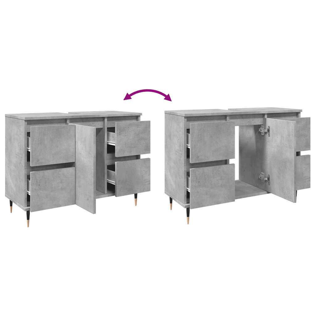 badeværelsesskab 80x33x60 cm konstrueret træ betongrå
