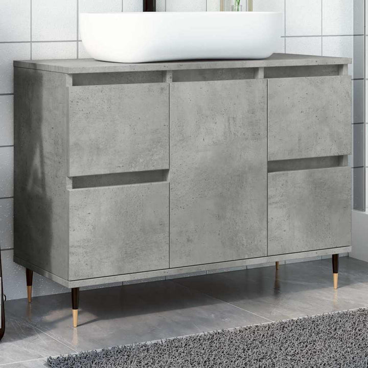 badeværelsesskab 80x33x60 cm konstrueret træ betongrå