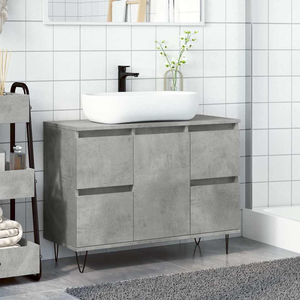 badeværelsesskab 80x33x60 cm konstrueret træ betongrå