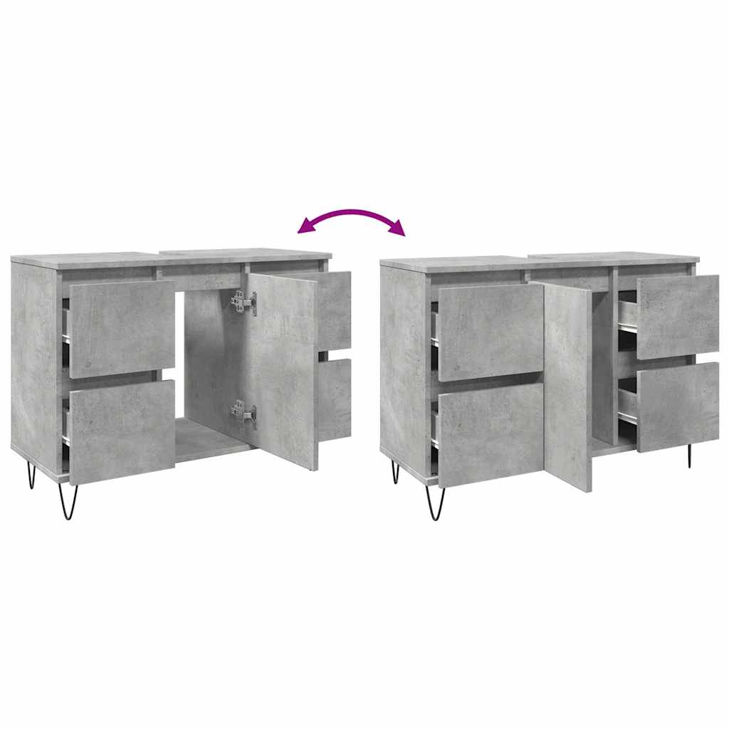 badeværelsesskab 80x33x60 cm konstrueret træ betongrå