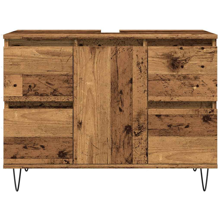 badeværelsesskab 80x33x60 cm konstrueret træ gammelt træ-look