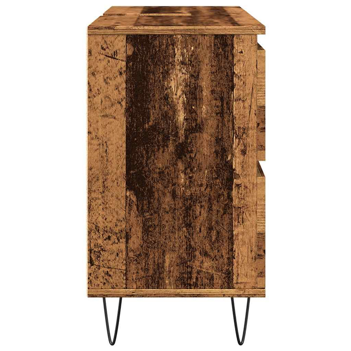 badeværelsesskab 80x33x60 cm konstrueret træ gammelt træ-look