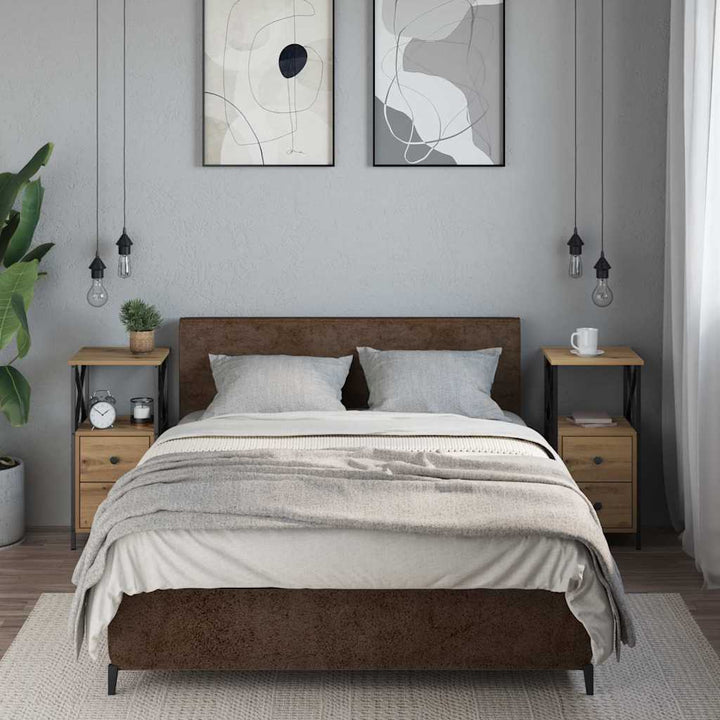 sengeborde 2 stk. 34x35,5x70 cm konstrueret træ bkunsteg