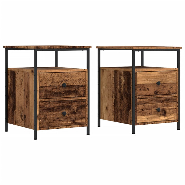 sengeborde 2 stk. 44x45x60 cm konstrueret træ antikt trælook