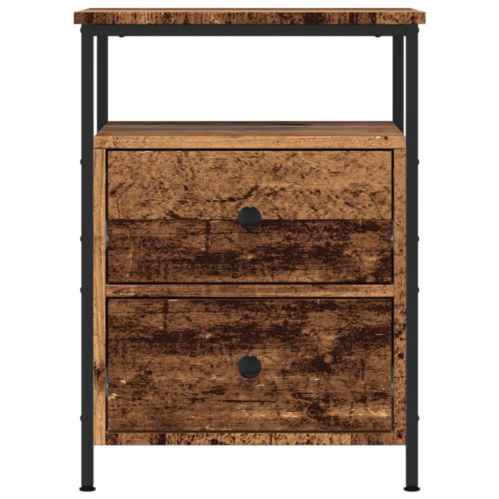 sengeborde 2 stk. 44x45x60 cm konstrueret træ antikt trælook