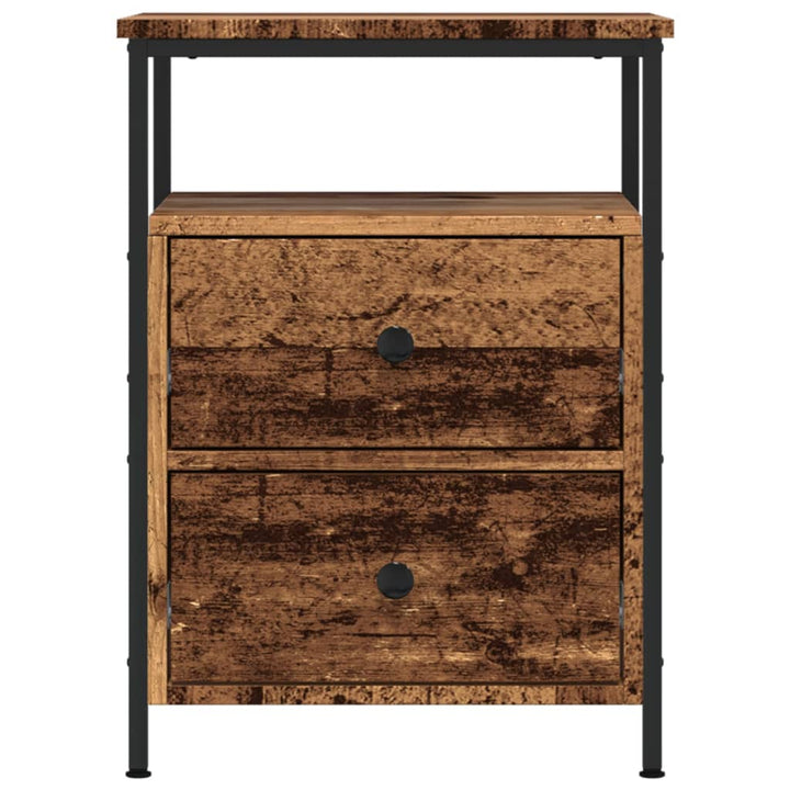sengeborde 2 stk. 44x45x60 cm konstrueret træ antikt trælook