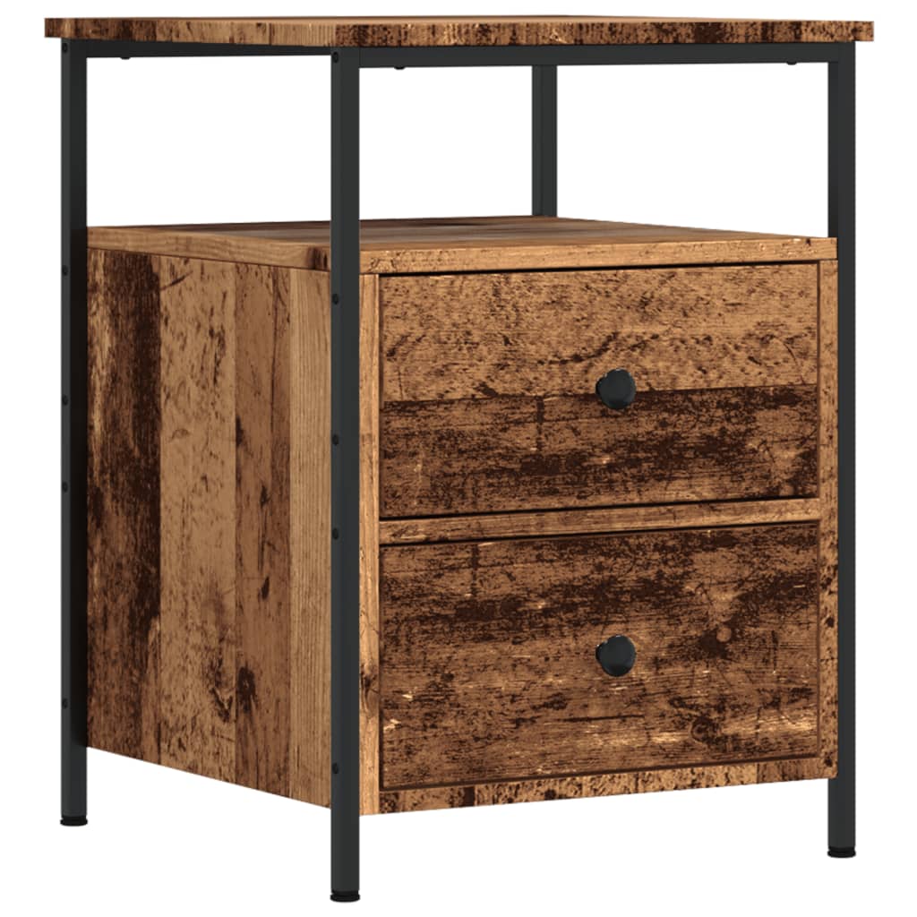 sengeborde 2 stk. 44x45x60 cm konstrueret træ antikt trælook