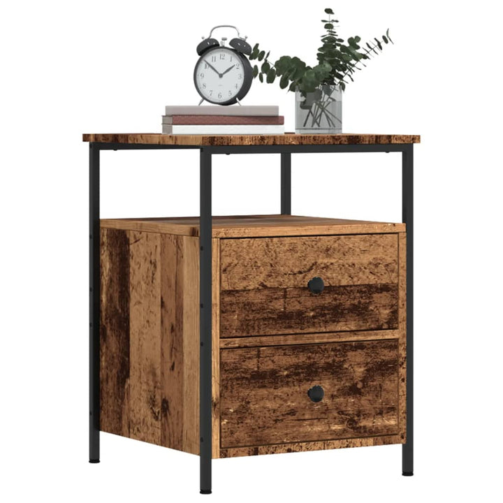 sengeborde 2 stk. 44x45x60 cm konstrueret træ antikt trælook
