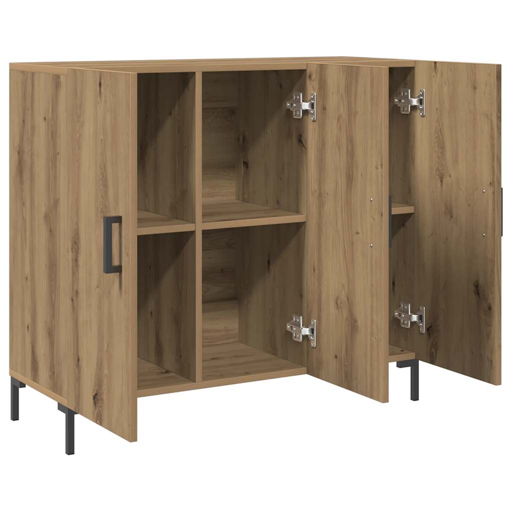 skab 90x34x80 cm konstrueret træ egetræsfarve