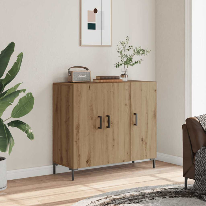 skab 90x34x80 cm konstrueret træ egetræsfarve