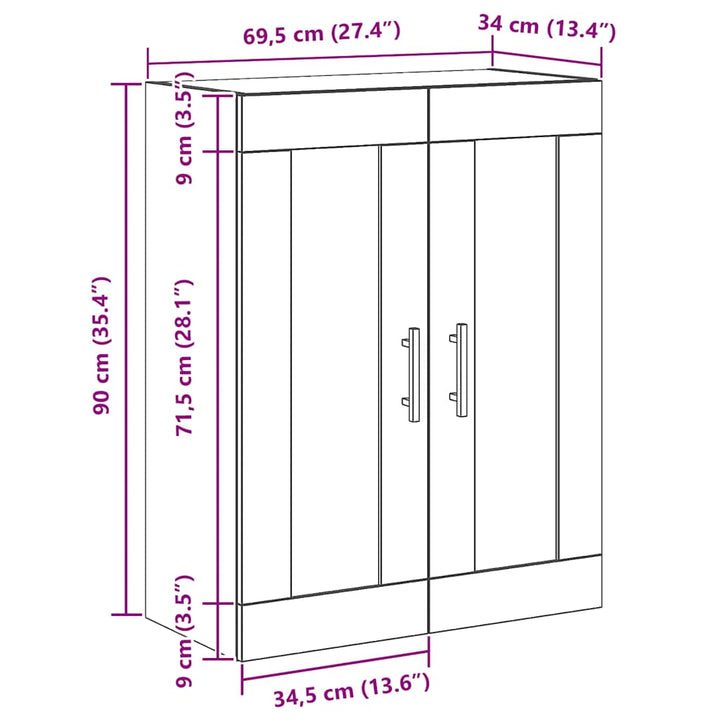 skab 69,5x34x90 cm konstrueret træ kunsteg