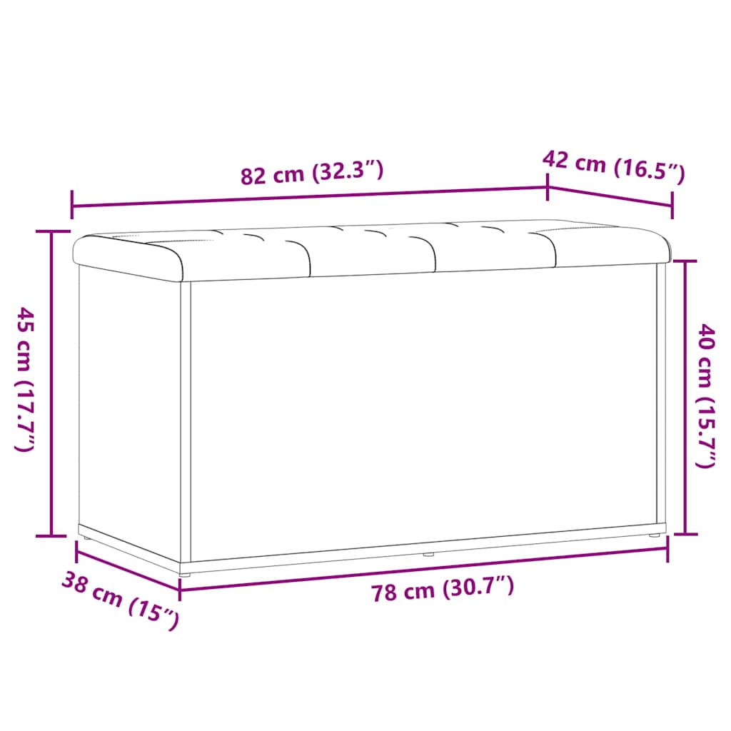 opbevaringsbænk 82x42x45 cm konstrueret træ antikt træ