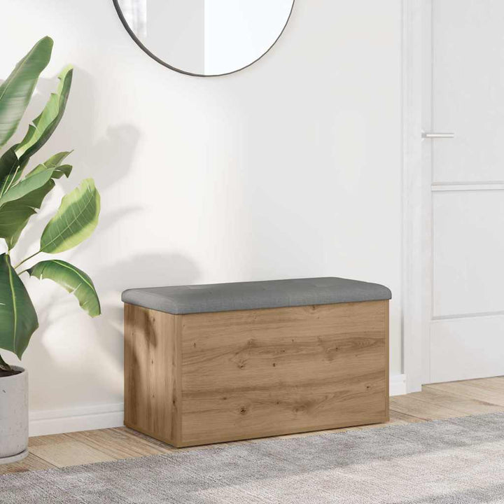 opbevaringsbænk håndlavet eg 82x42x45 cm konstrueret træ