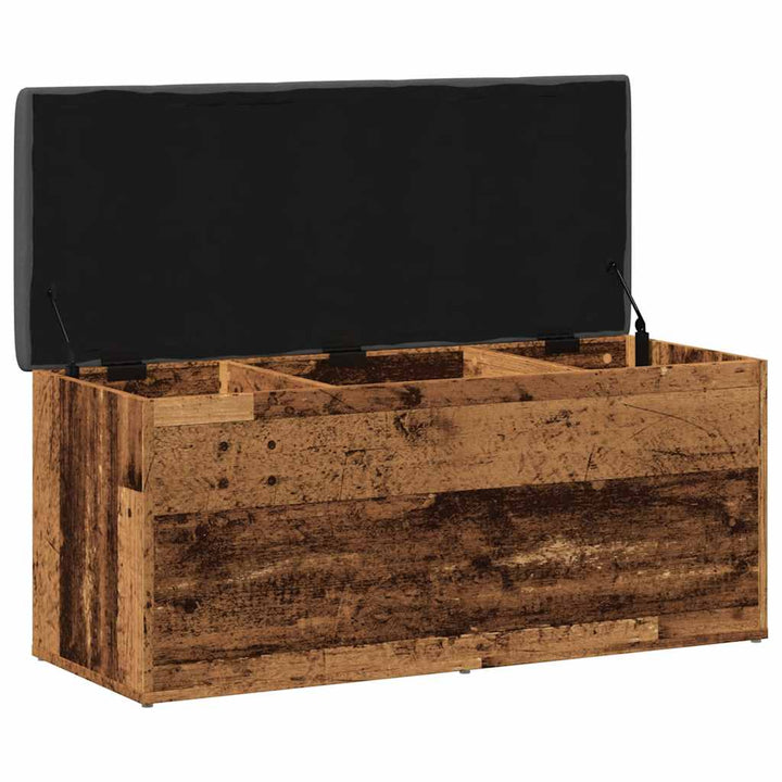 opbevaringsbænk 102x42x45 cm konstrueret træ antikt træ