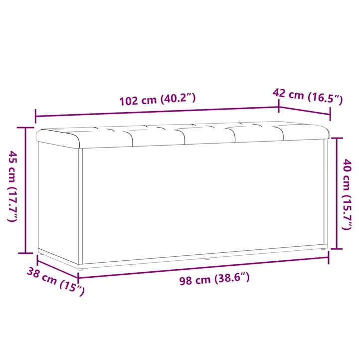 opbevaringsbænk 102x42x45 cm konstrueret træ antikt træ