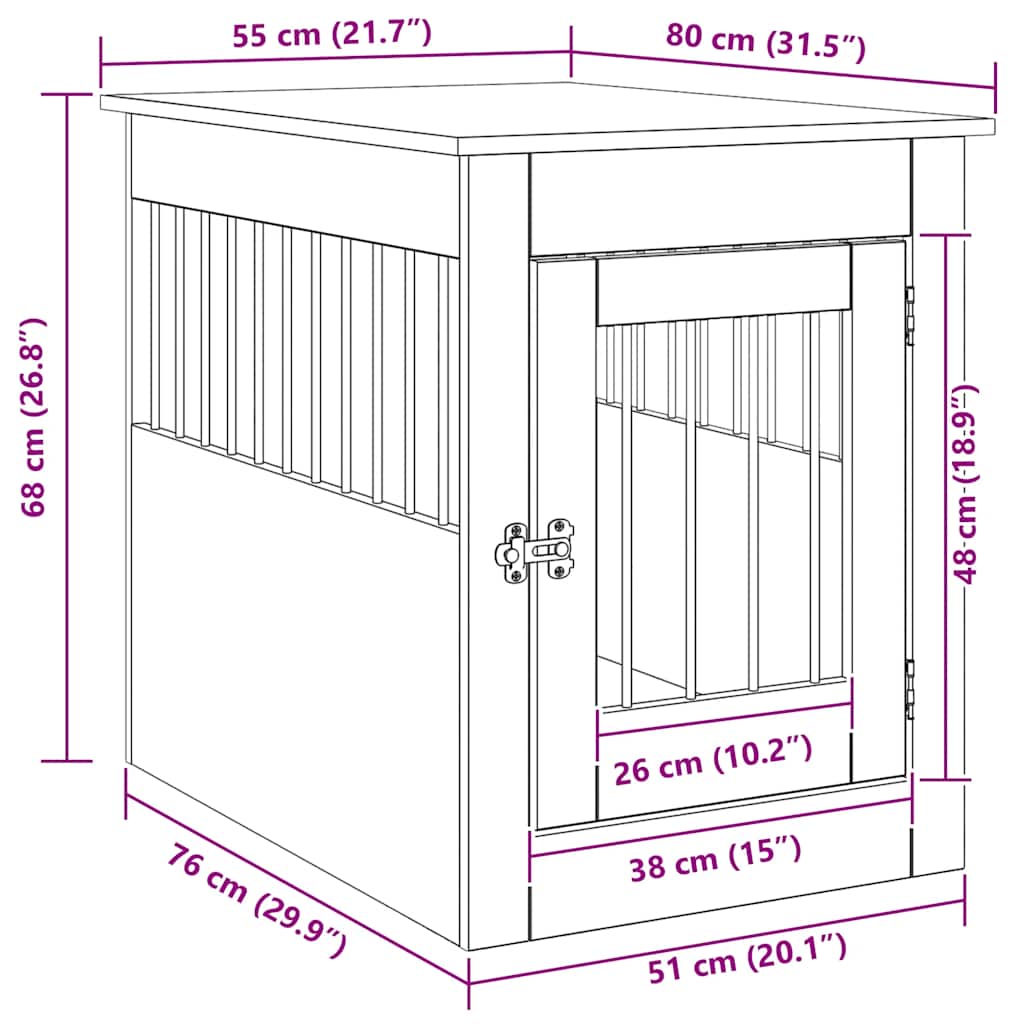 hundebur 55x80x68 cm konstrueret træ kunsteg