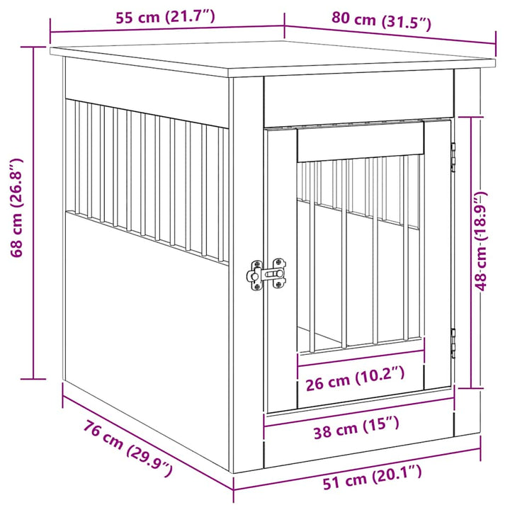 hundebur 55x80x68 cm konstrueret træ kunsteg