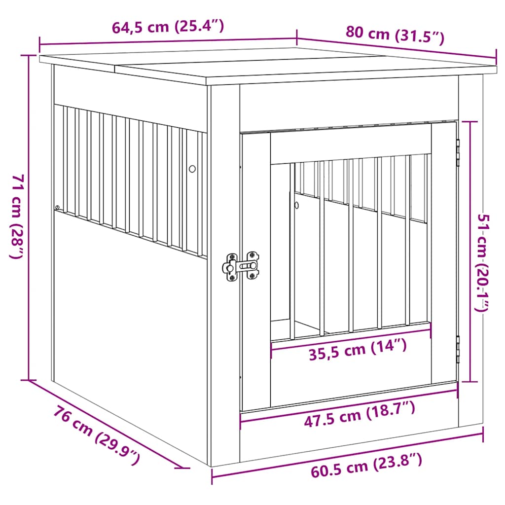 hundebur 64,5x80x71 cm konstrueret træ gammelt træ