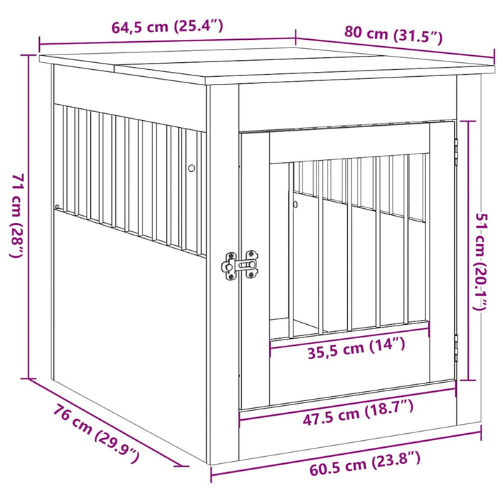 hundebur 64,5x80x71 cm konstrueret træ gammelt træ