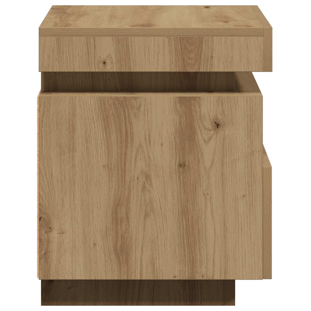 sengeborde 2 stk. med LED-lys 40x39x48,5 cm kunsteg