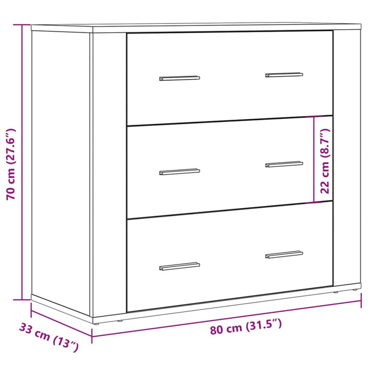 skænk 80x33x70 cm konstrueret træ kunsteg