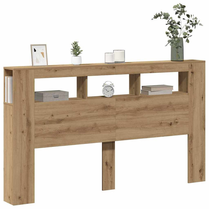 sengegavl m. LED-lys 180x18,5x103,5 cm konstrueret træ kunsteg