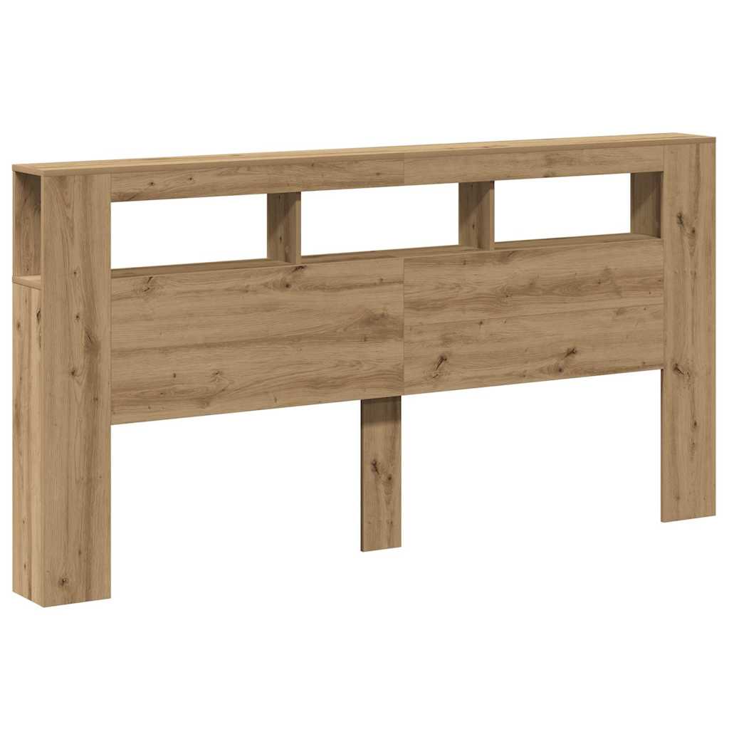 sengegavl m. LED-lys 200x18,5x103,5 cm konstrueret træ kunsteg