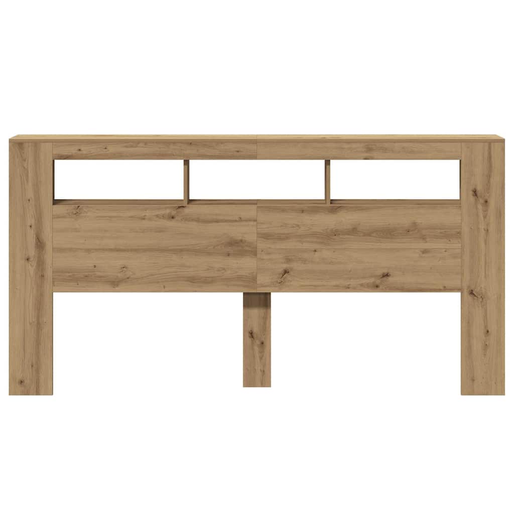 sengegavl m. LED-lys 200x18,5x103,5 cm konstrueret træ kunsteg