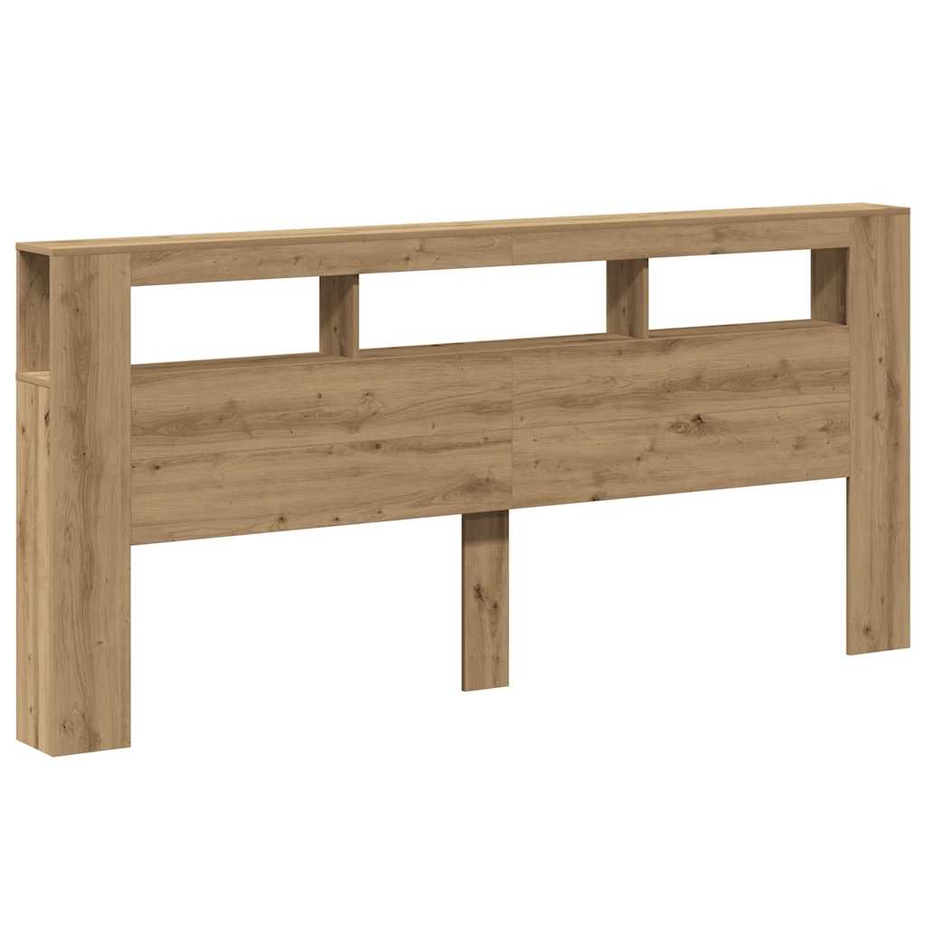 sengegavl m. LED-lys 220x18,5x103,5 cm konstrueret træ kunsteg