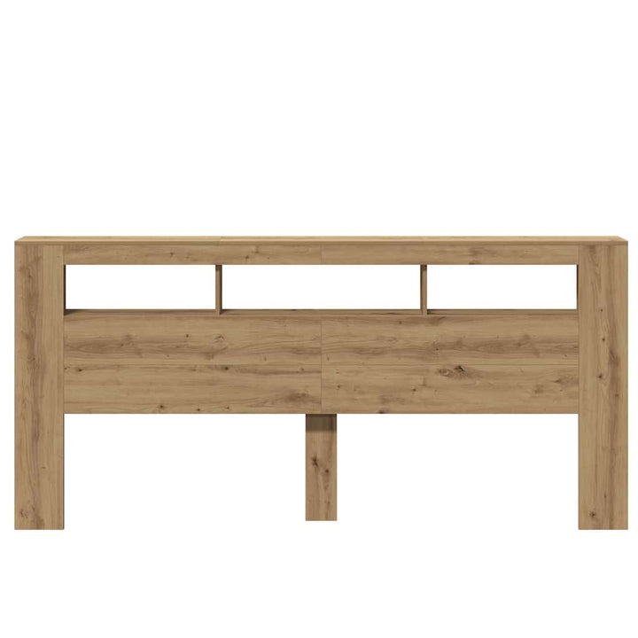 sengegavl m. LED-lys 220x18,5x103,5 cm konstrueret træ kunsteg
