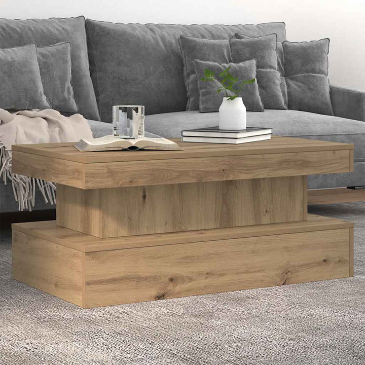 sofabord med LED-lys 90x50x40 cm kunsteg
