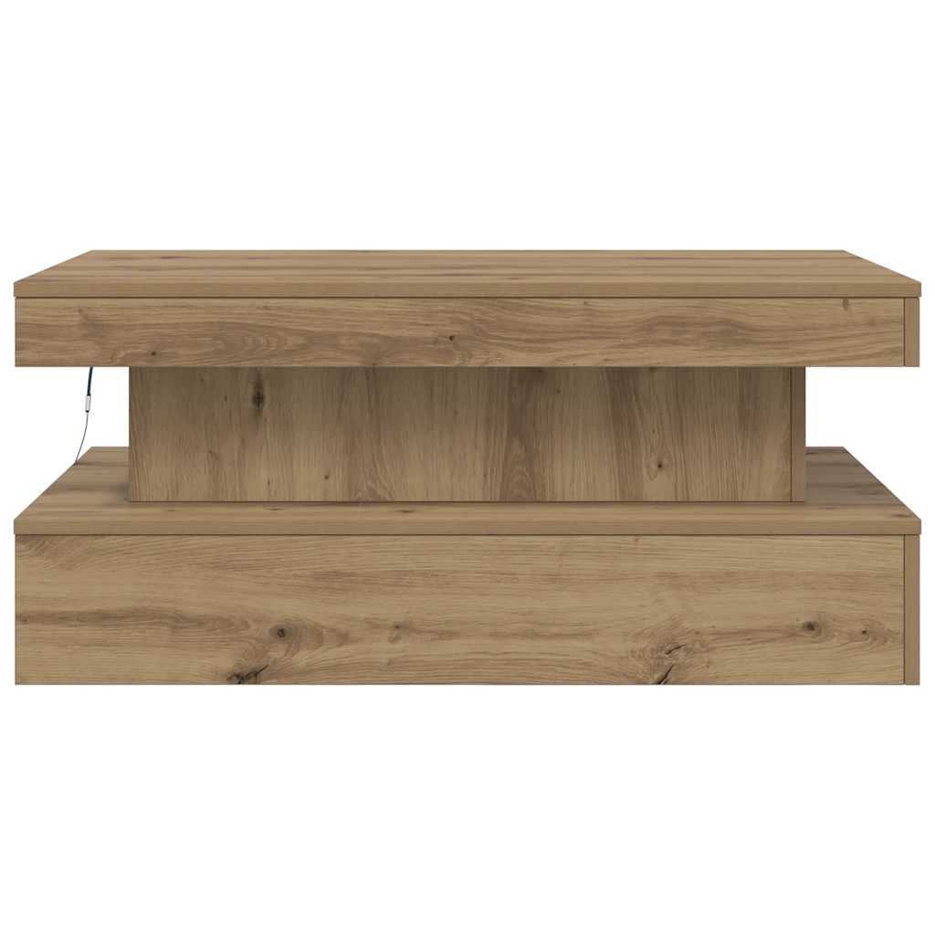 sofabord med LED-lys 90x50x40 cm kunsteg