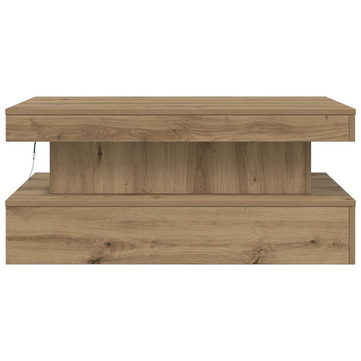sofabord med LED-lys 90x50x40 cm kunsteg