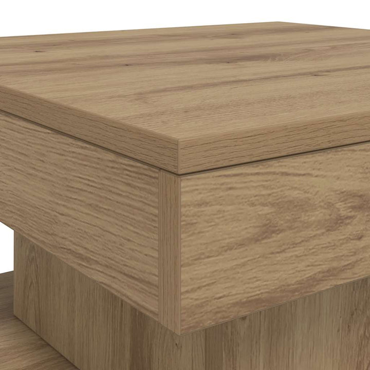 sofabord med LED-lys 90x50x40 cm kunsteg