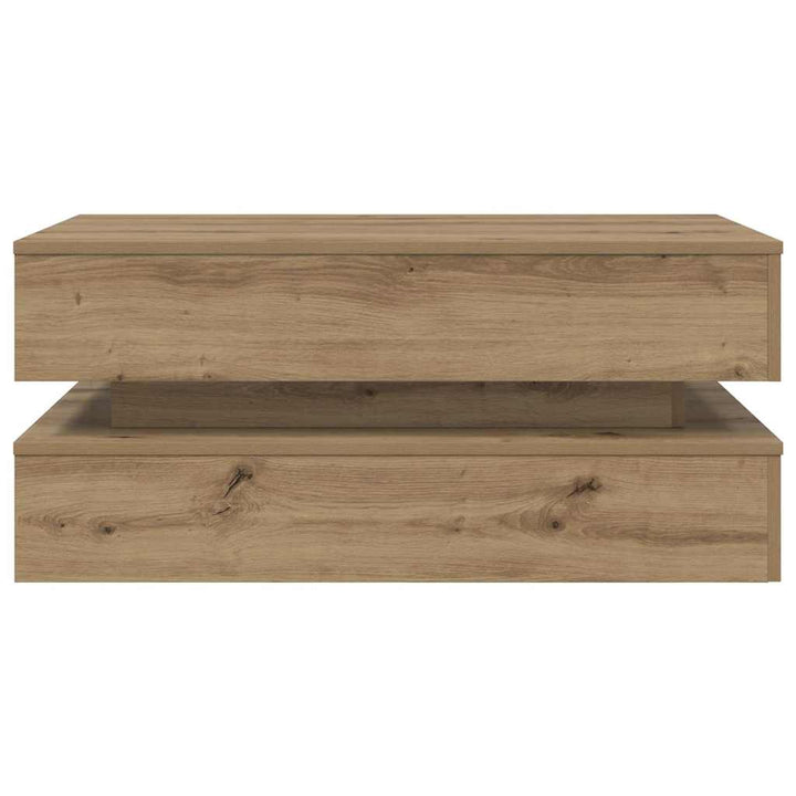 sofabord med LED-lys 90x50x40 cm kunsteg