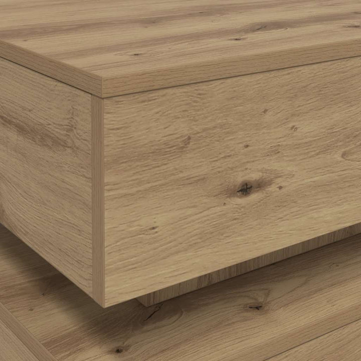 sofabord med LED-lys 90x50x40 cm kunsteg