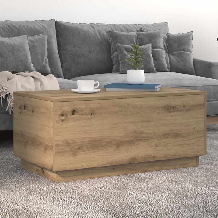 sofabord med LED-lys 90x50x40 cm kunsteg