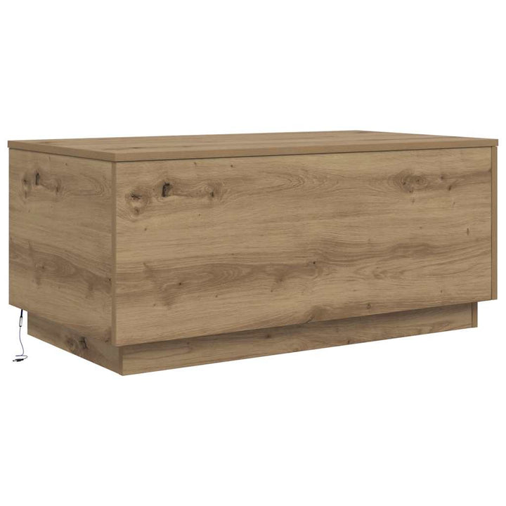 sofabord med LED-lys 90x50x40 cm kunsteg