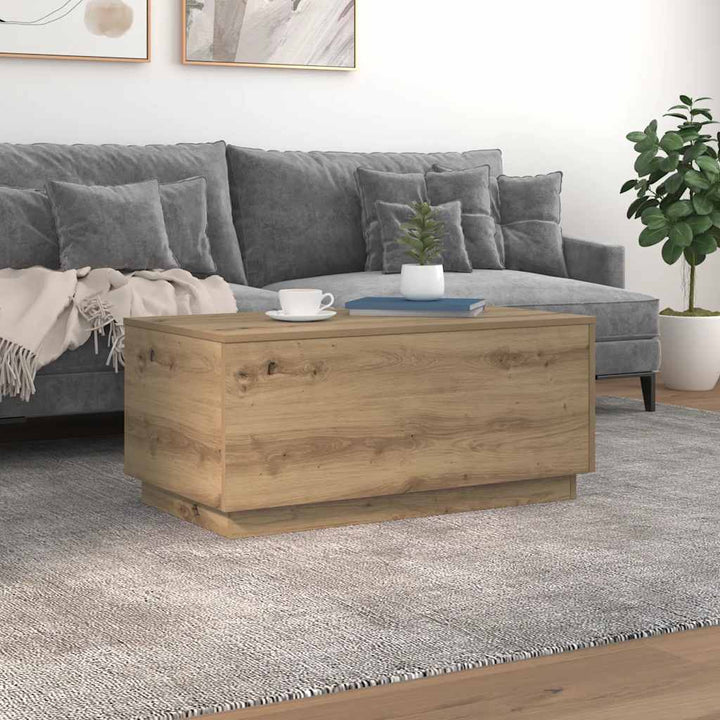 sofabord med LED-lys 90x50x40 cm kunsteg