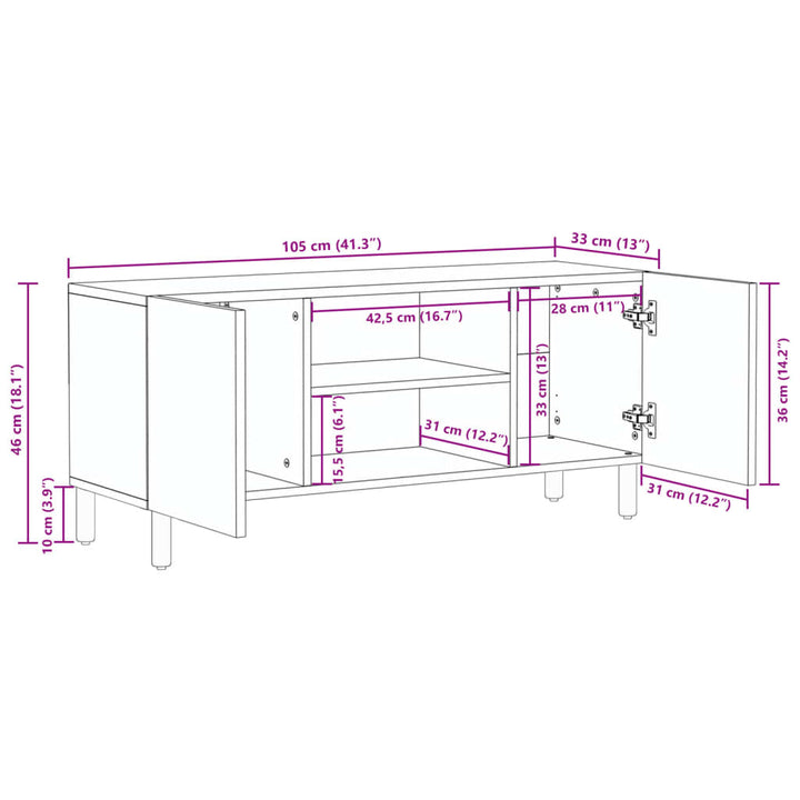 tv-bord 105x33x46 cm konstrueret træ sort