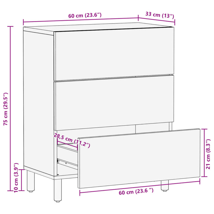 skab 60x33x75 cm konstrueret træ sort